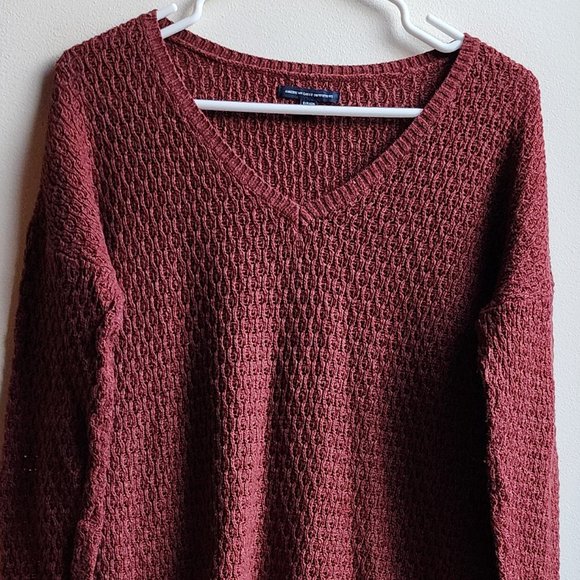American Eagle Outfitters Burnt Sienna V-Neck Sweater Size Small - Picture 5 of 16
